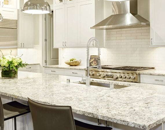 White kitchen design in new luxurious home